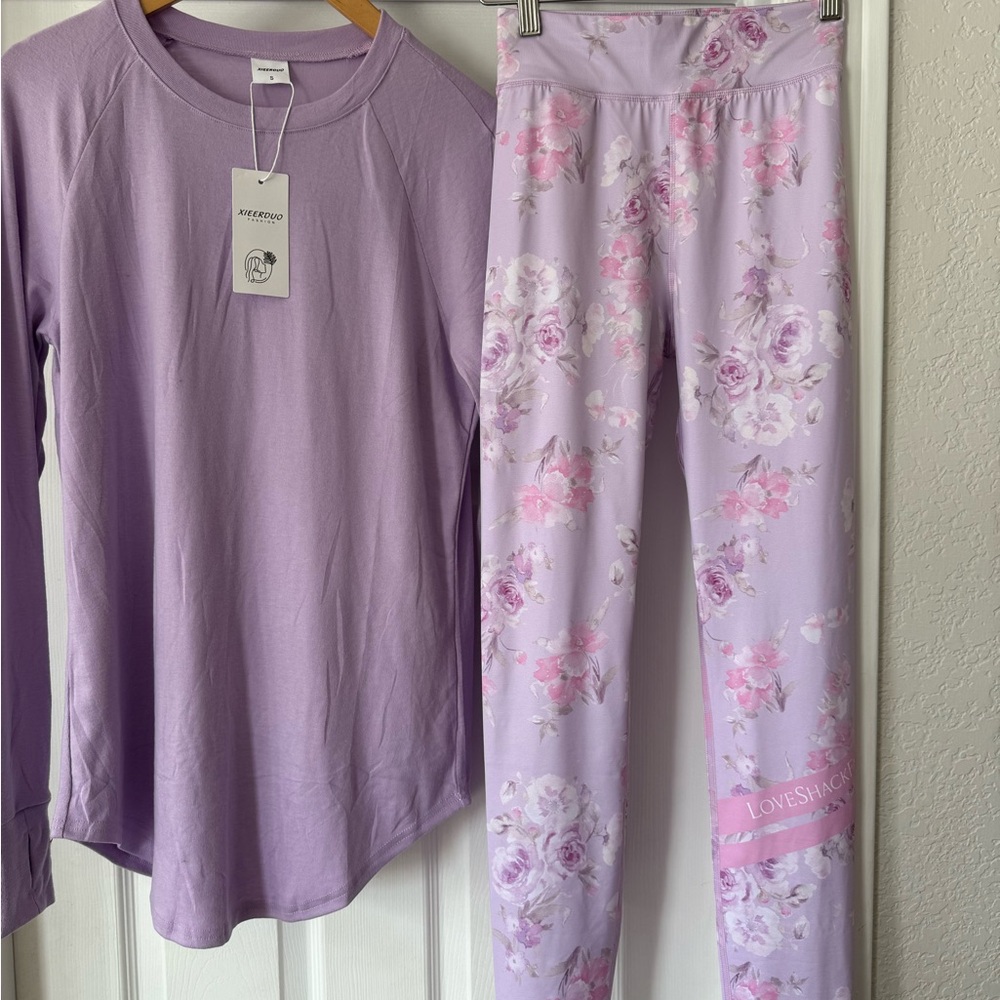 LoveShackFancy Bogner Lavender Floral leggings/base layer. Free $20 NWT tunic